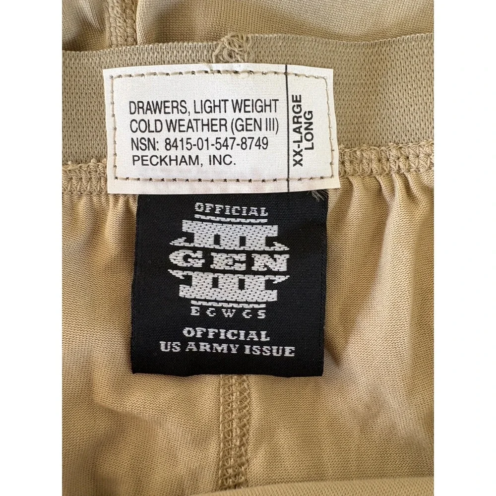 Polartec‎ Men's Long John's Power Dry Drawers Tan XXL Long NWT Army Issue